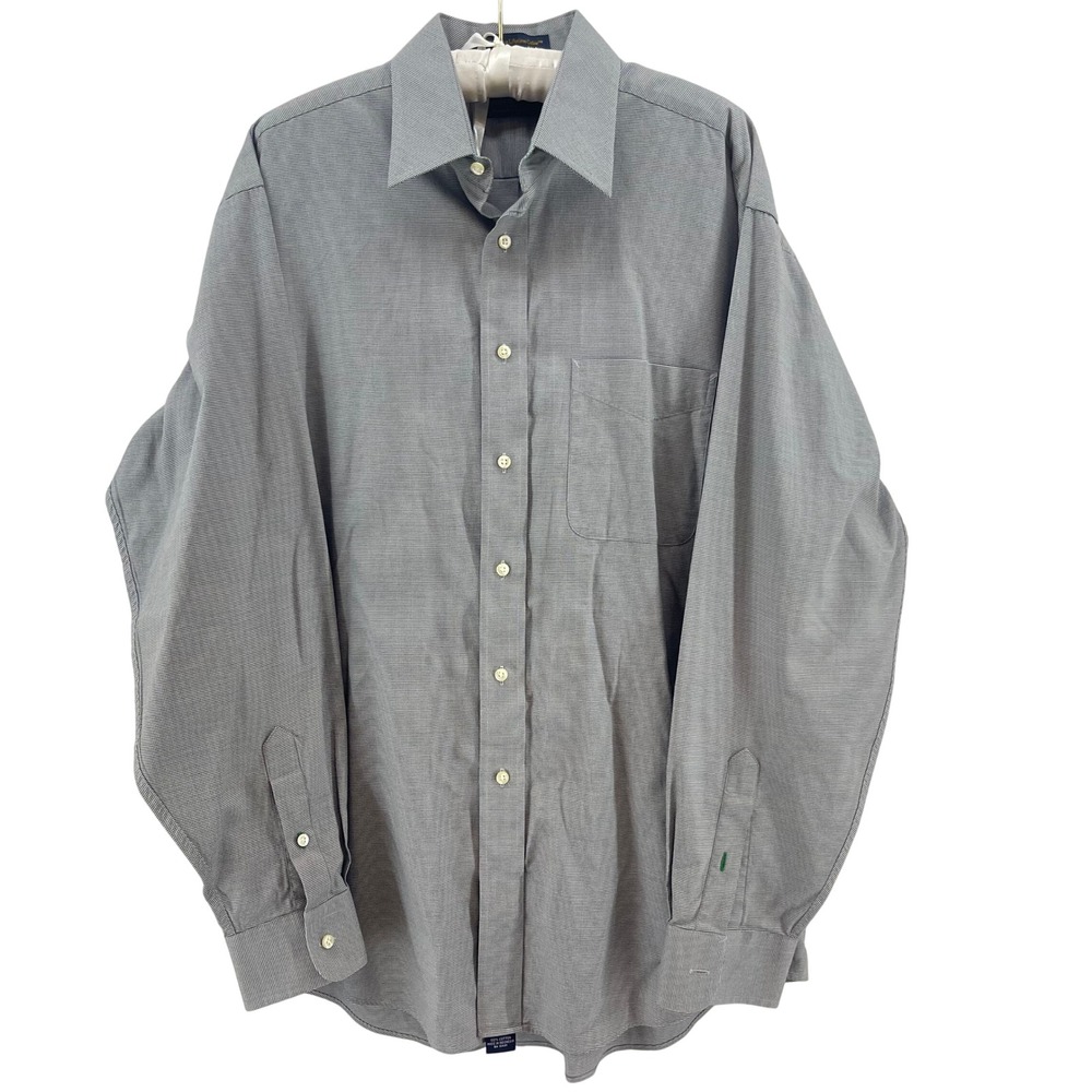 Tommy Hilfiger TLC Dress Shirt Mens 16 34/35 Gray Houndstooth Y2K 2003 Cotton